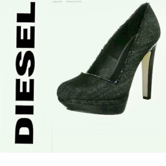 Diesel Black Denim Platform Heels European size 39 , US 8.5 - Picture 5 of 10